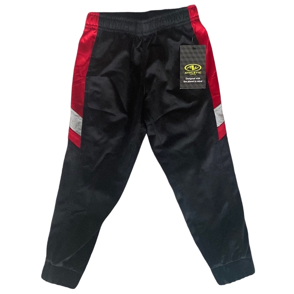 Athletic Works Boys Black and Red Tricot Joggers - NWT XS